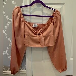 Princess Polly Rose Peach Tie-Front Crop Top